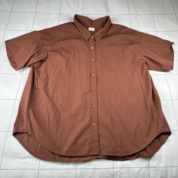 Wilfred Free Shirt Womens XL Brown Mocha Sorbet Short Sleeve Button Up Relaxed - Picture 1 of 8